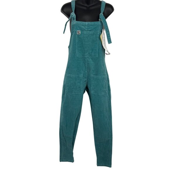 Lucy & Yak Womens Organic Cotton Corduroy Overalls Pocket 4 Long Green NWT New - Picture 1 of 11